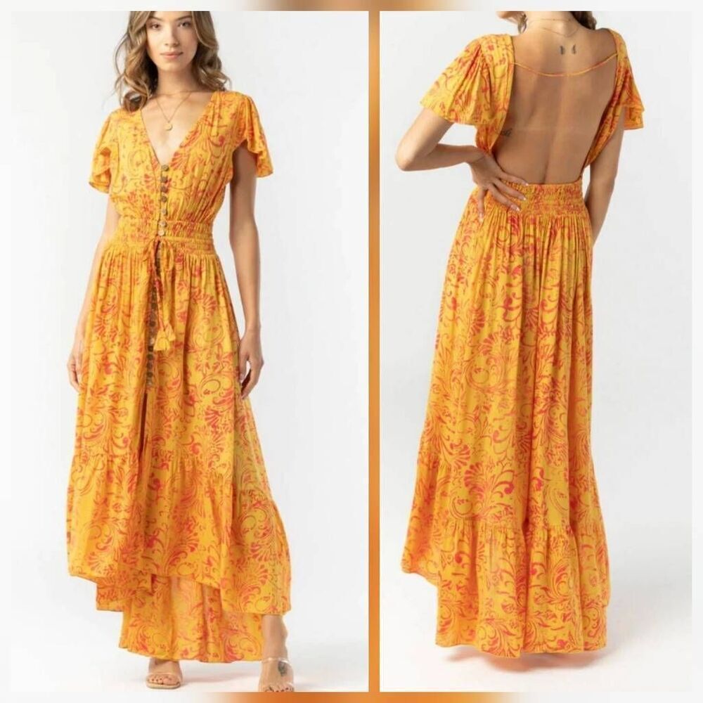 Tiare hawaii womens one size orange new moon maxi dress